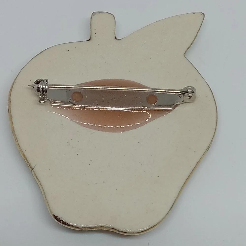 👍 5 for $20 vintage 80s painted ceramic super glossy apple fruit pin brooch